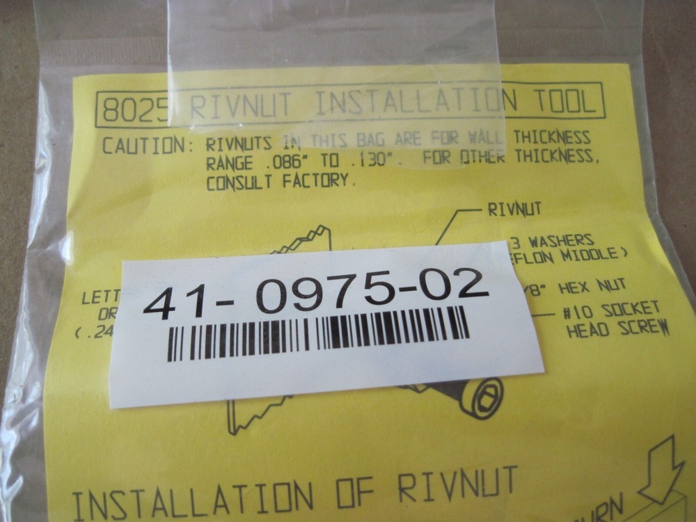 Adams Rite 41-0975-02 8025 Rivnut Installation Tool Kit