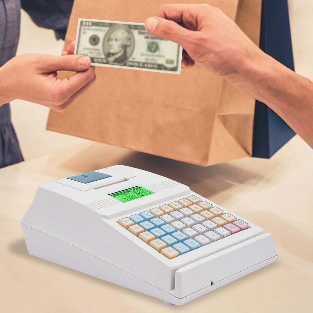 40-Keys Cash Register Tabletop Ratail Cash Register Rectangular Cashing System