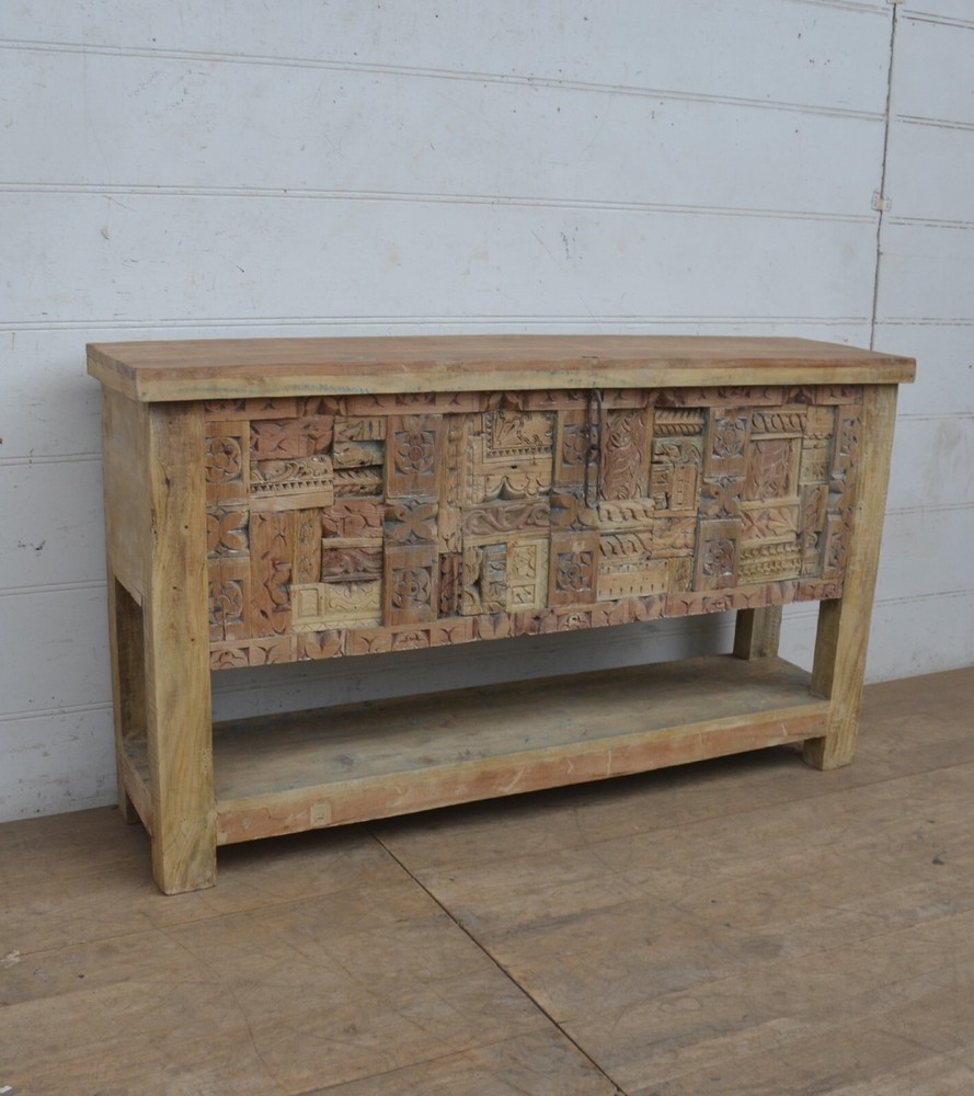 Reclaimed teak storage trunk with lower open shelf