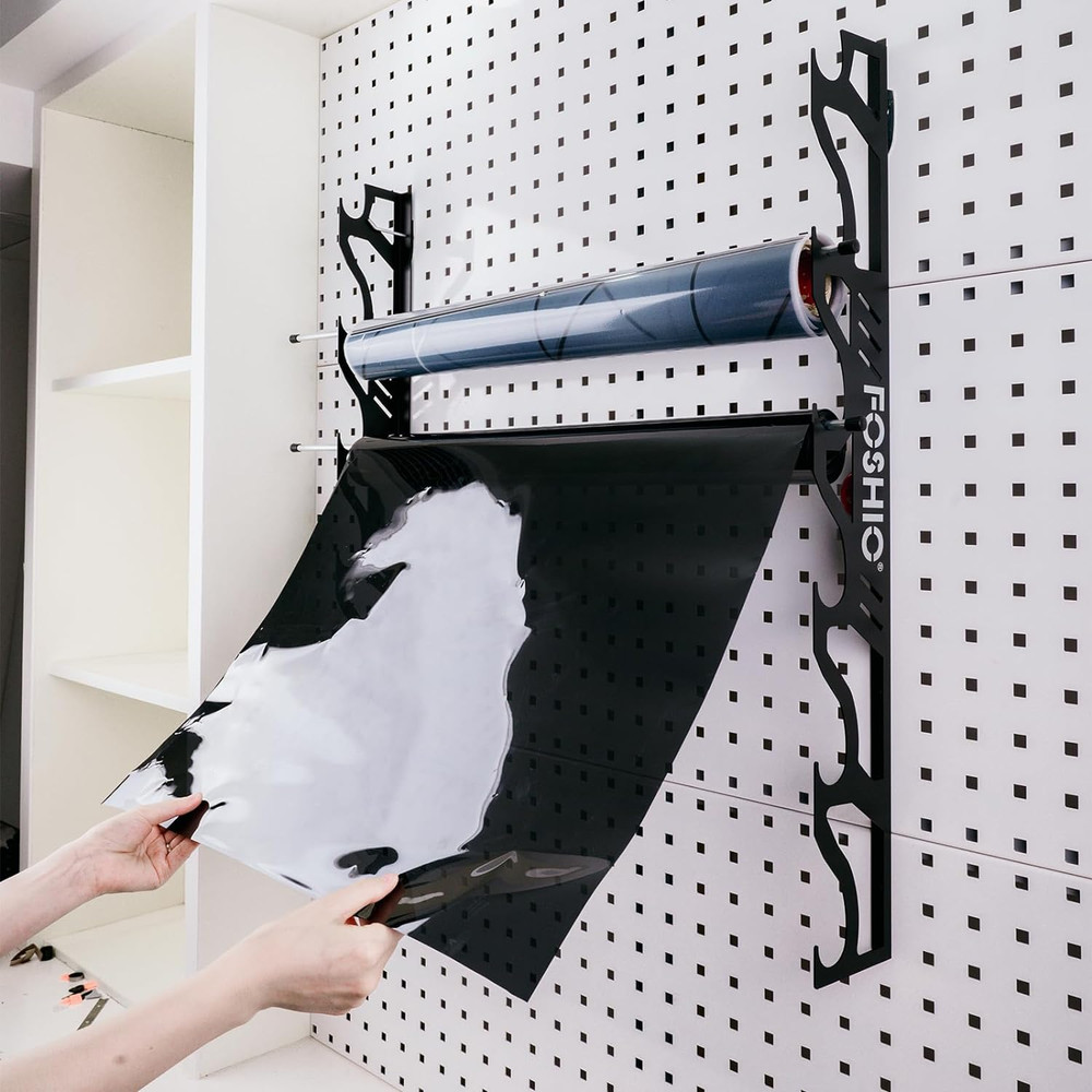 Vinyl Roll Holder, Metal Vinyl Rack with Mounting Hardware Wall Mounted for Pull