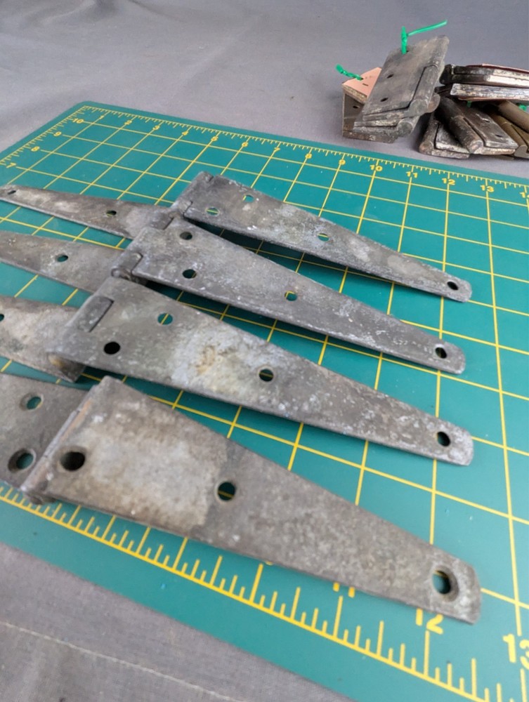 4 Antique Offset Strap Hinges Galvanized Steel 11 1/2" Long 1 1/16" Offset