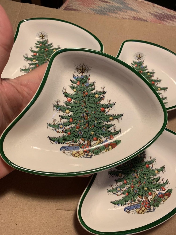 Vintage Set 4 Plummer Ltd. England Christmas Tree Dishes