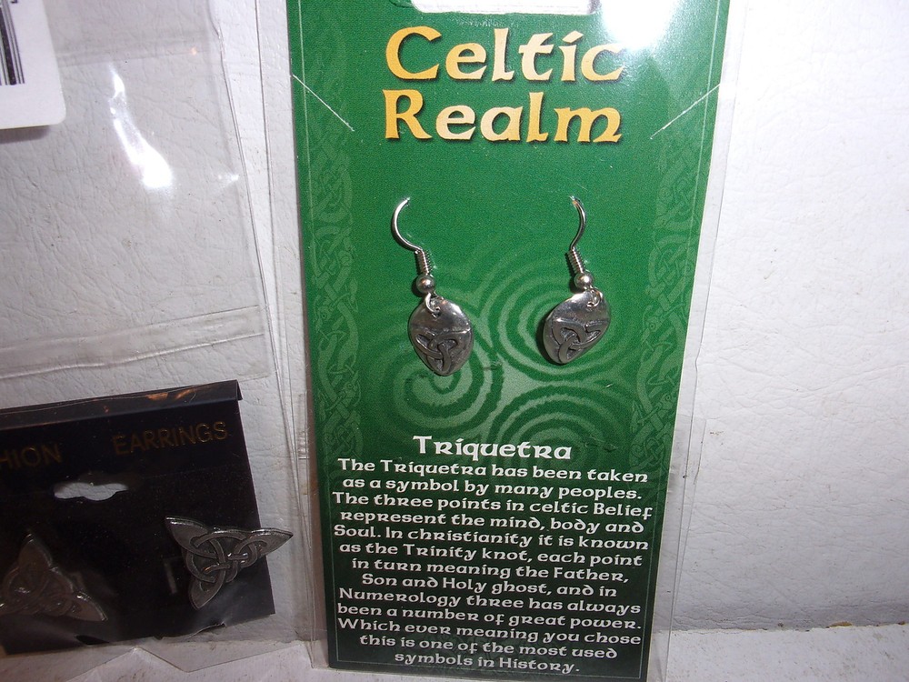 2 Pair Celtic Realm Triquetra Earrings