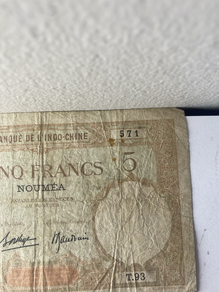 Banknote, New Caledonia, 5 Francs, NOUMÉA