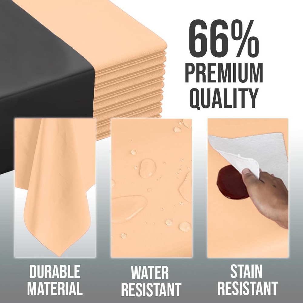 Exquisite Peach Plastic Rectangular Tablecloth 54x108inch, 48 Count - Disposa...