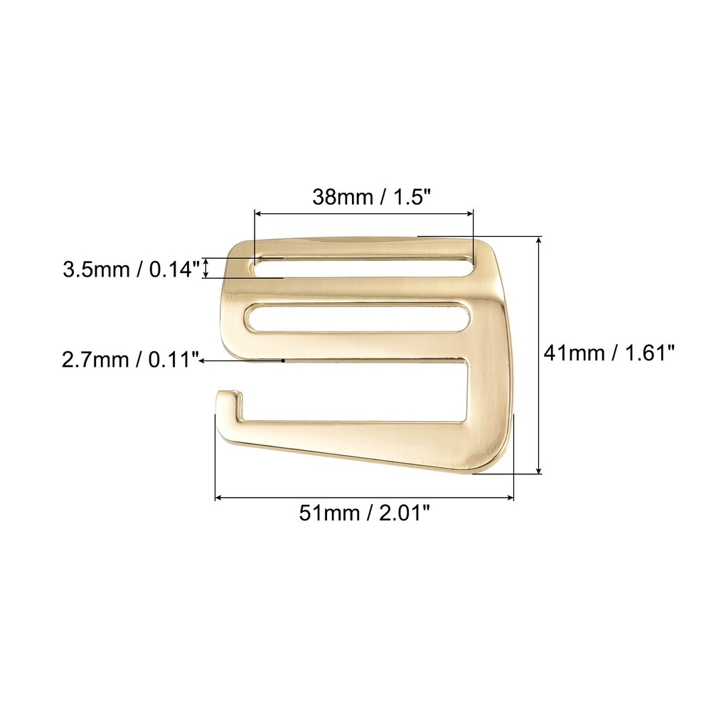 1.5" Webbing Release G Hook Buckle Adjuster for Backpack Strap, 2Pcs Gold
