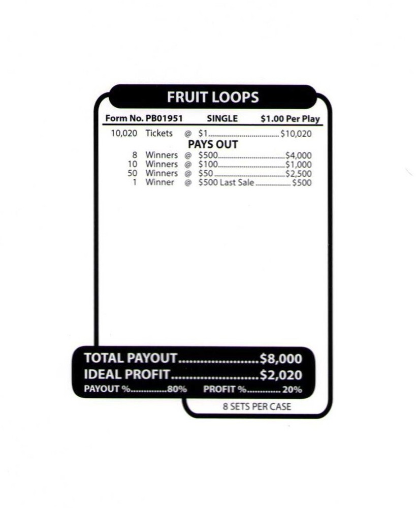 Pull Tab Ticket - Jar - Game - Fruit Loops - 10,020 ct