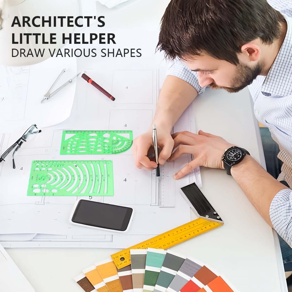 7 Pack Drawings Templates Stencil, Circle Template for Geometric Drawing Sten...