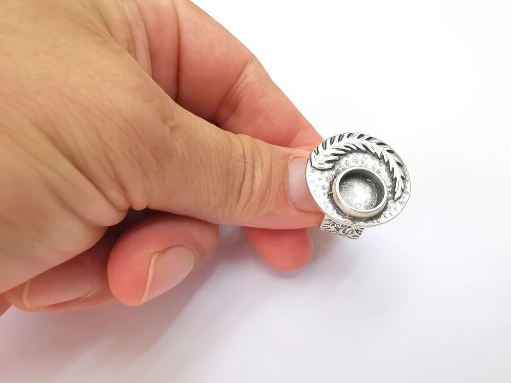 Fern Leaf Ring Blank Settings, Cabochon Mounting, Adjustable Resin Ring Base