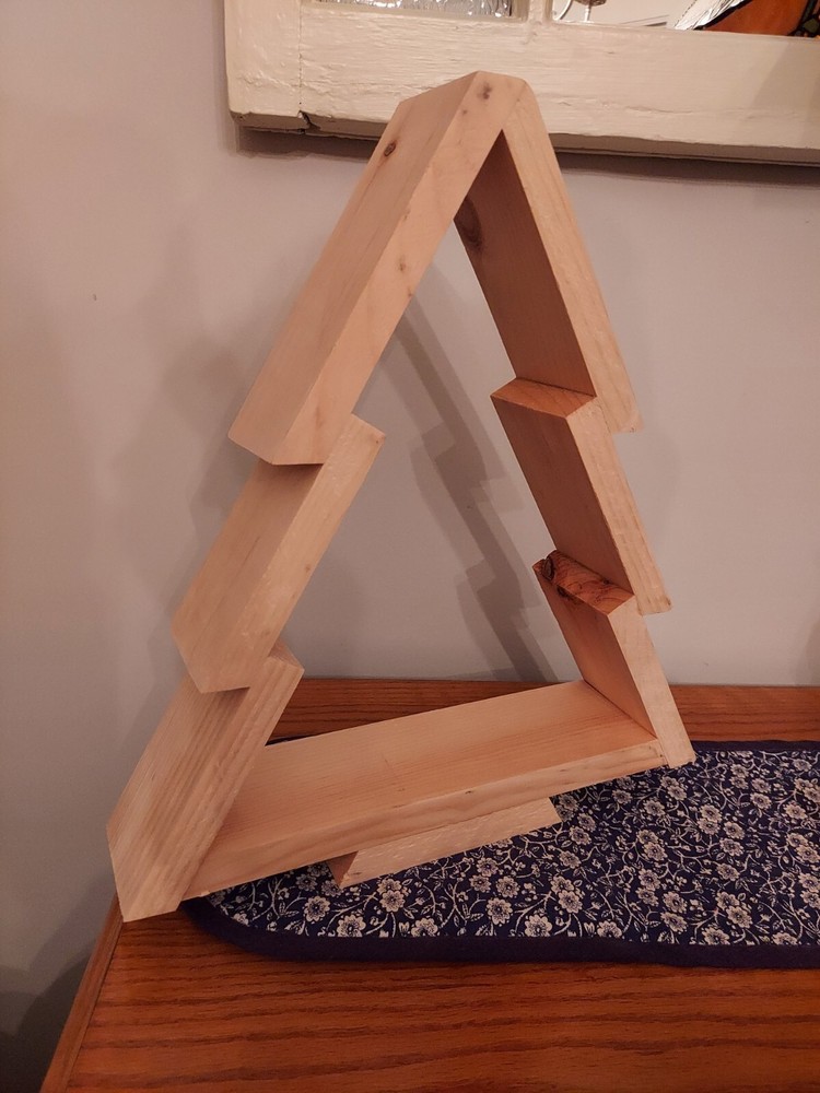 Handcrafted Wooden Christmas Tree With Lights