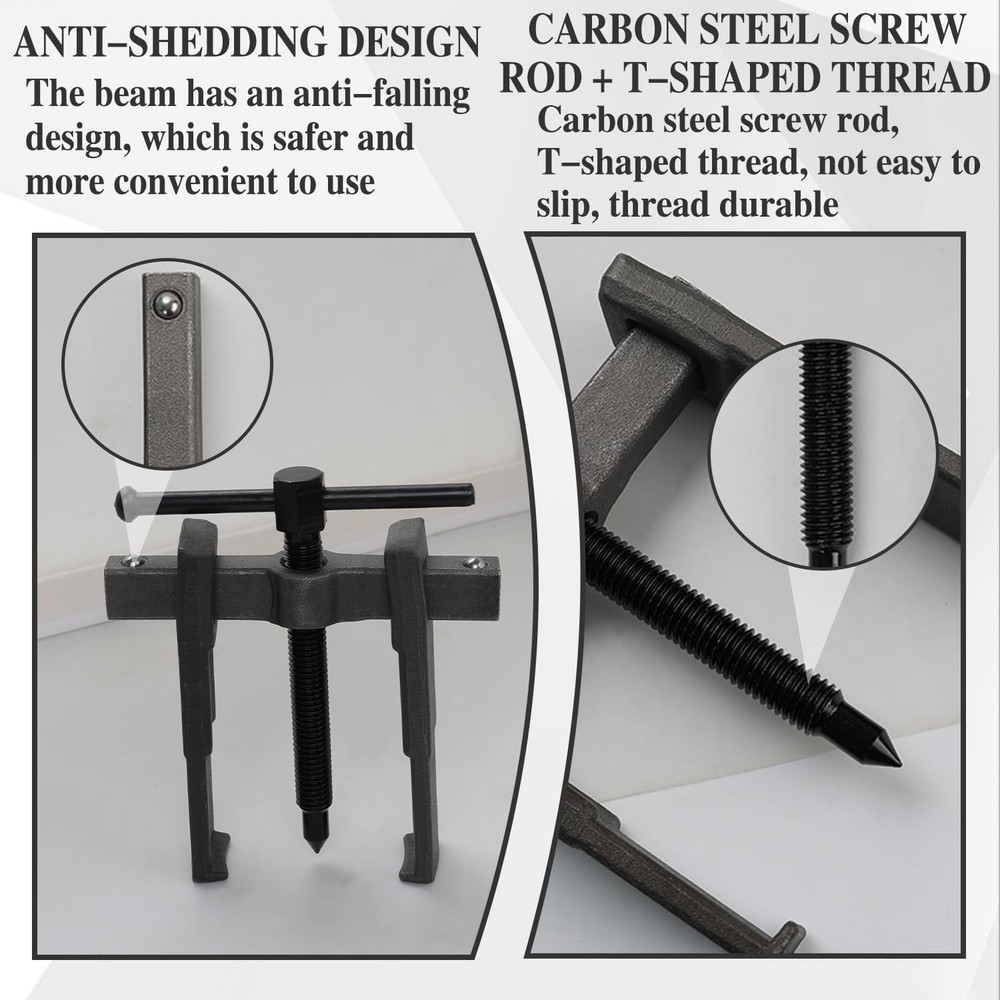 2 Jaw Gear Puller Set, Adjustable Steel Removal Tool 2 Claws Puller Kit for P...