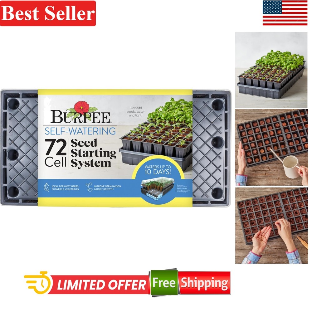 Complete 72 Cell Self-Watering Seed Starter Kit - Easily Grow Perfect Plants