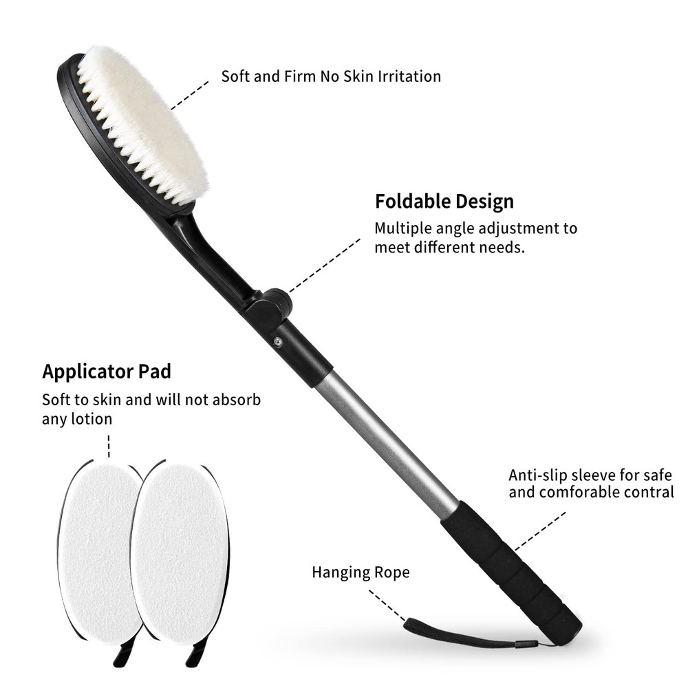 Body Brush for Back,Lotion Applicator, Long Handle Bath Brush for Showering, ...