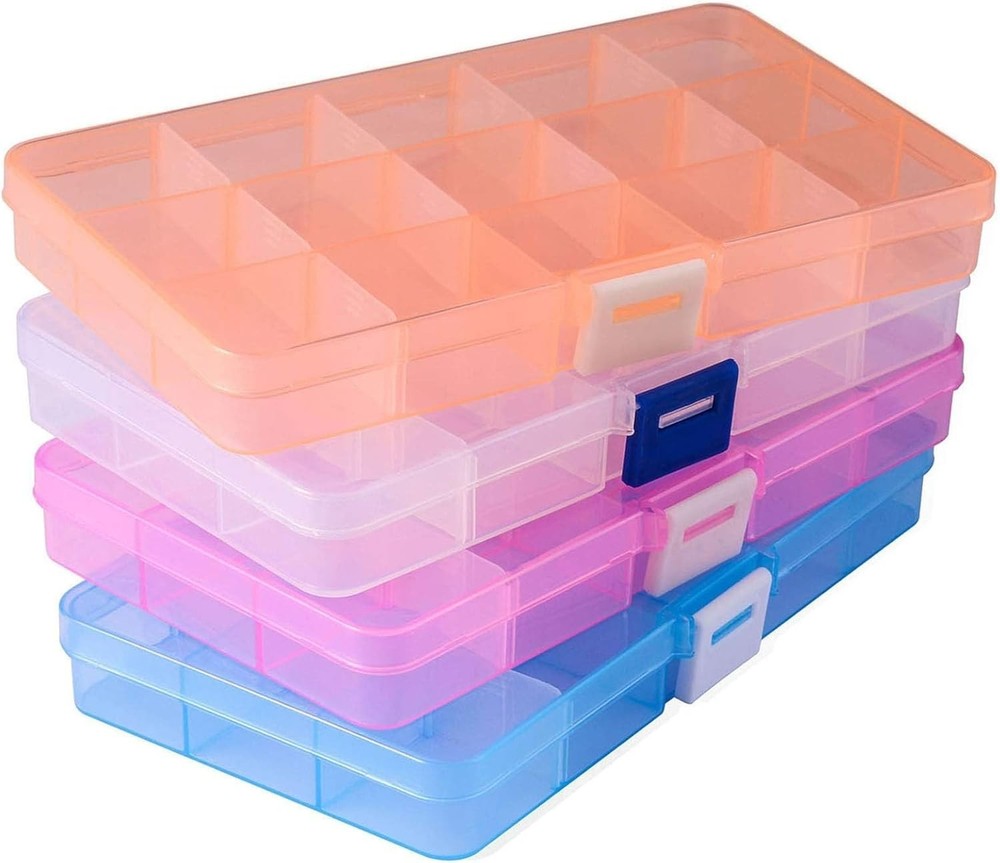 15-Compartment Small Plastic Storage Boxes for Crafts & Jewelry - Multicolor Set