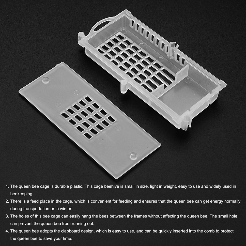 Queen Bee Cage, Plastic Bee Transport Cages Beekeeping Tools, Transparent 10Pcs