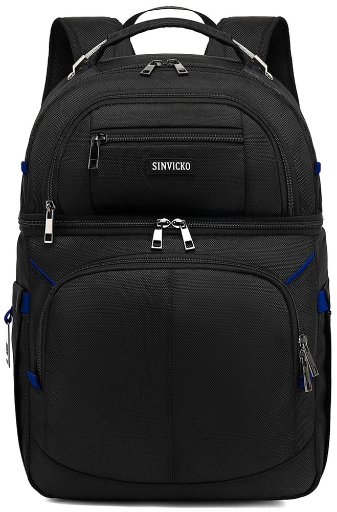 Cooler Backpack,Double Deck Leak Proof 6.6 x 12 x 17.3", Blue+Black