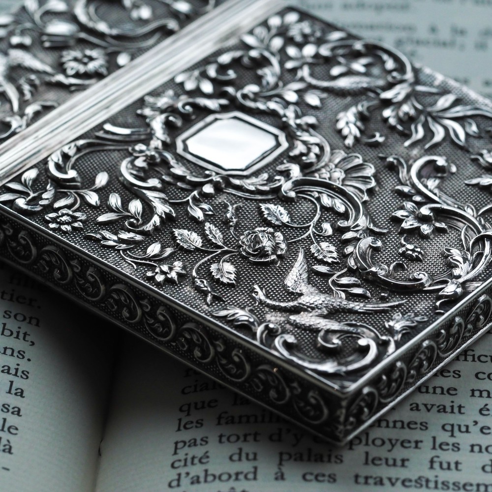 Antique Georgian Solid Silver Card Case with Gorgeous Decorations - Willmore 183