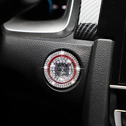 Bling Car Engine Start Button Cover Diamond Crystal Push Start Ring White