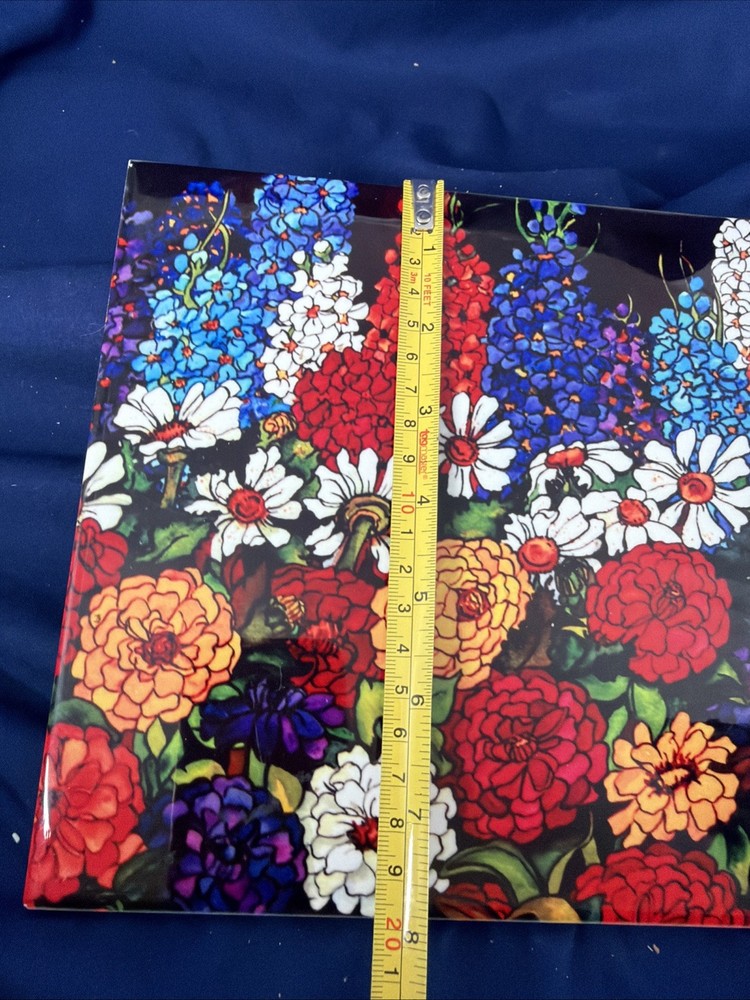 Kate Larsson Flower Ceramic Tile 9X9" Desktop or Hanging