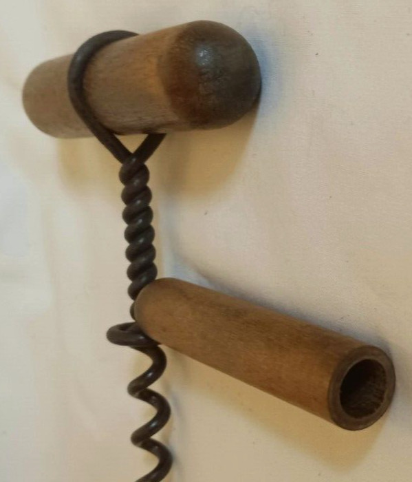 Vintage Primitive Wood Corkscrew/Bottle Opener