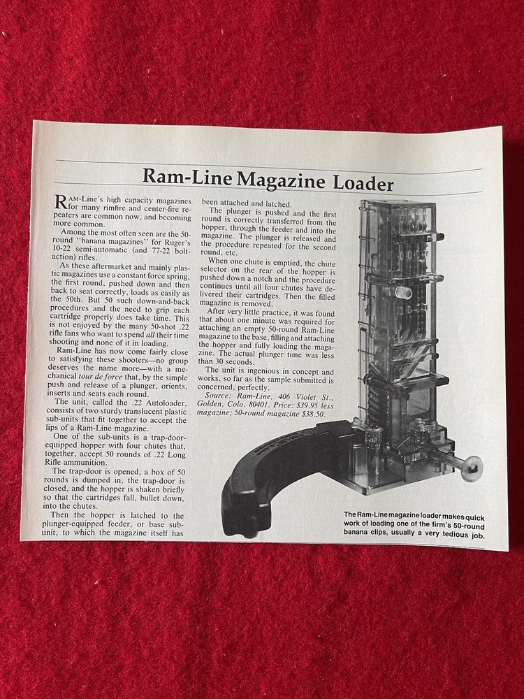 VTG  1987 Magazine Article/Print Ad Ram Line Magazine Loader Descriptive Article