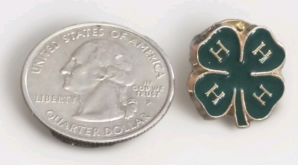 Vintage 4H Four Leaf Clover Enamel Lapel Pin Pinback