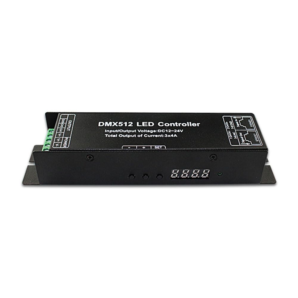 DMX 512 3-Channel Digital Display Decoder PWM Dimming Driver DC 12-24V