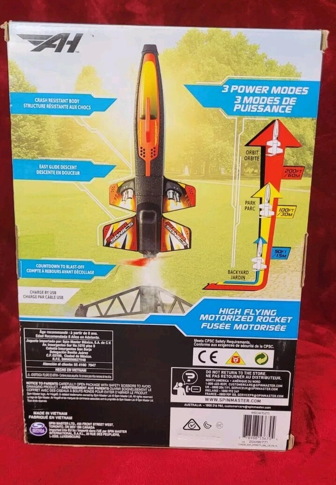Air Hogs Sonic Rocket 200' High Flying Motorized 3 Power Modes Spin Master NEW