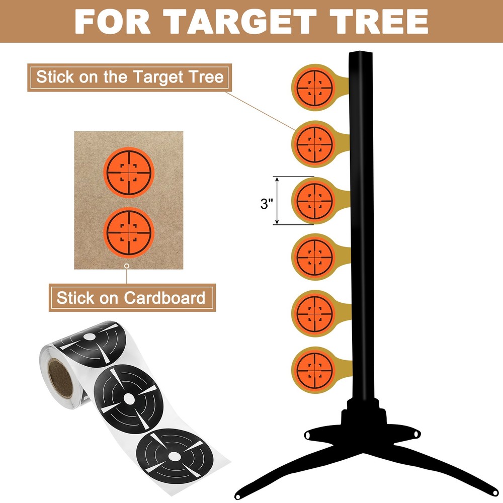 1 Roll Fluorescent Round Splatter Target Stickers 3", Black