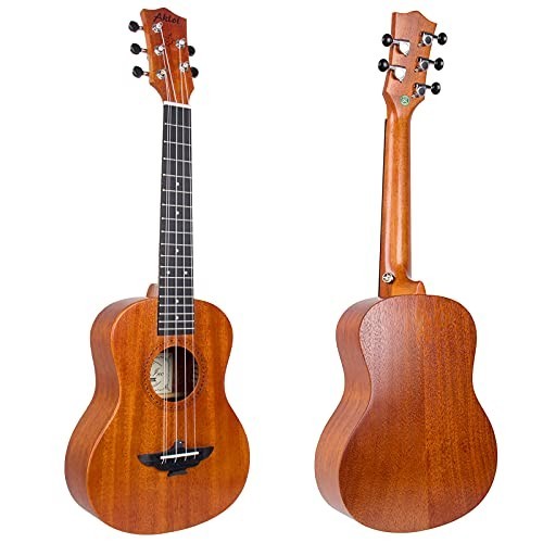 Solid Mahogany Ukulele 26 Inch - Acoustic 5 String for Beginners & Pros