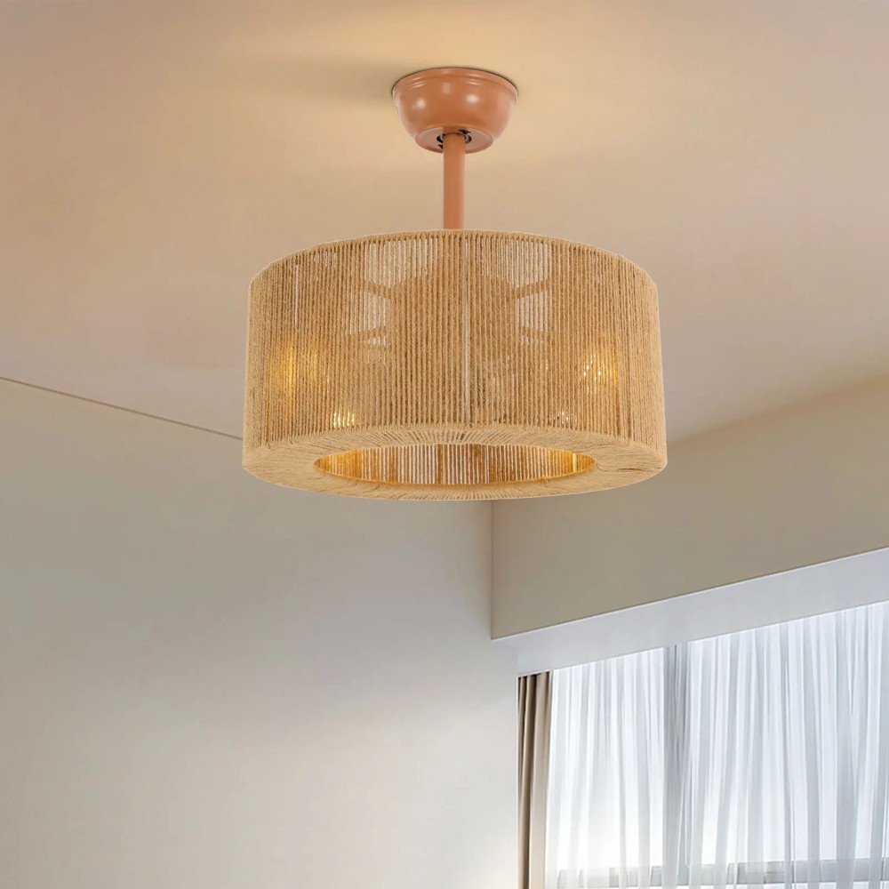 Caged HEMP Modern Ceiling Fan with LED Light & Remote Control Quite