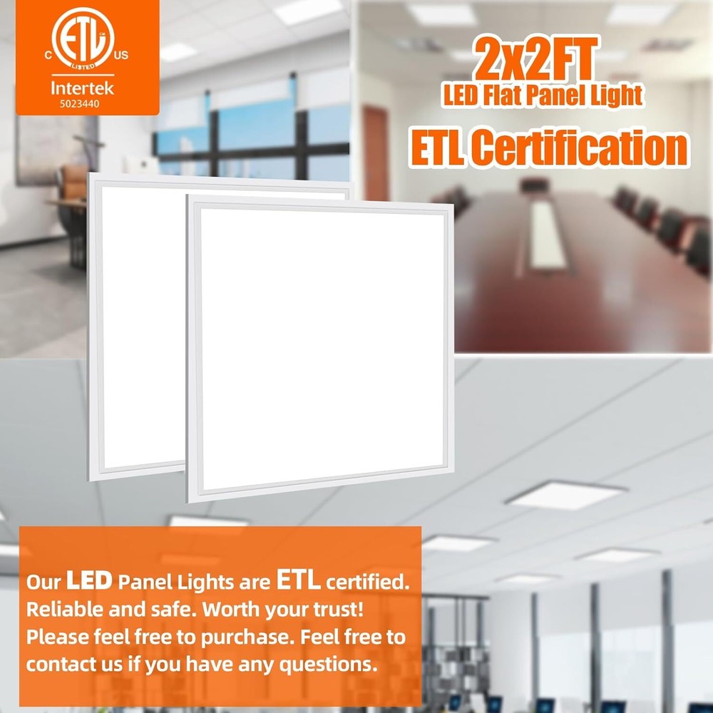 2X2FT LED Flat Panel Light 5800LM 8X45W 5000K Drop Ceiling Ceiling Office Lights