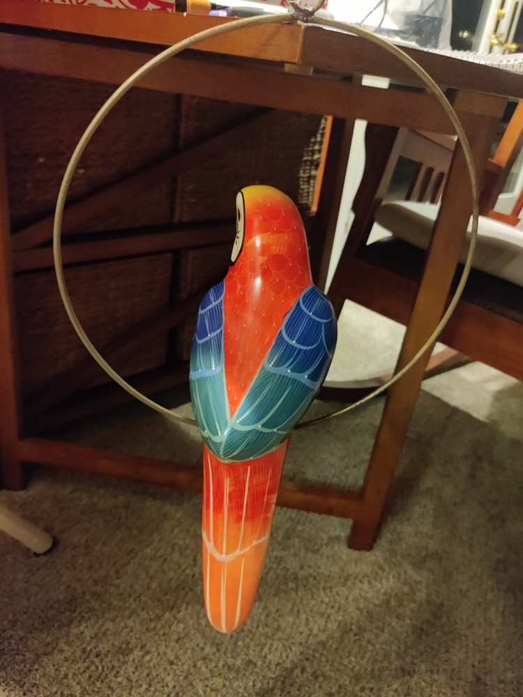 1 ea 14" and 2ea 10"caramic parrot sitting on a loop