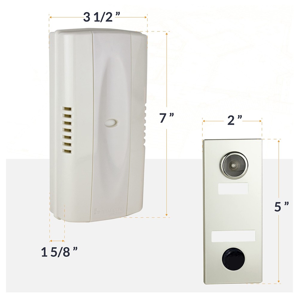 2-Note Mechanical Door Bell Chime with Button and Viewer, Silver