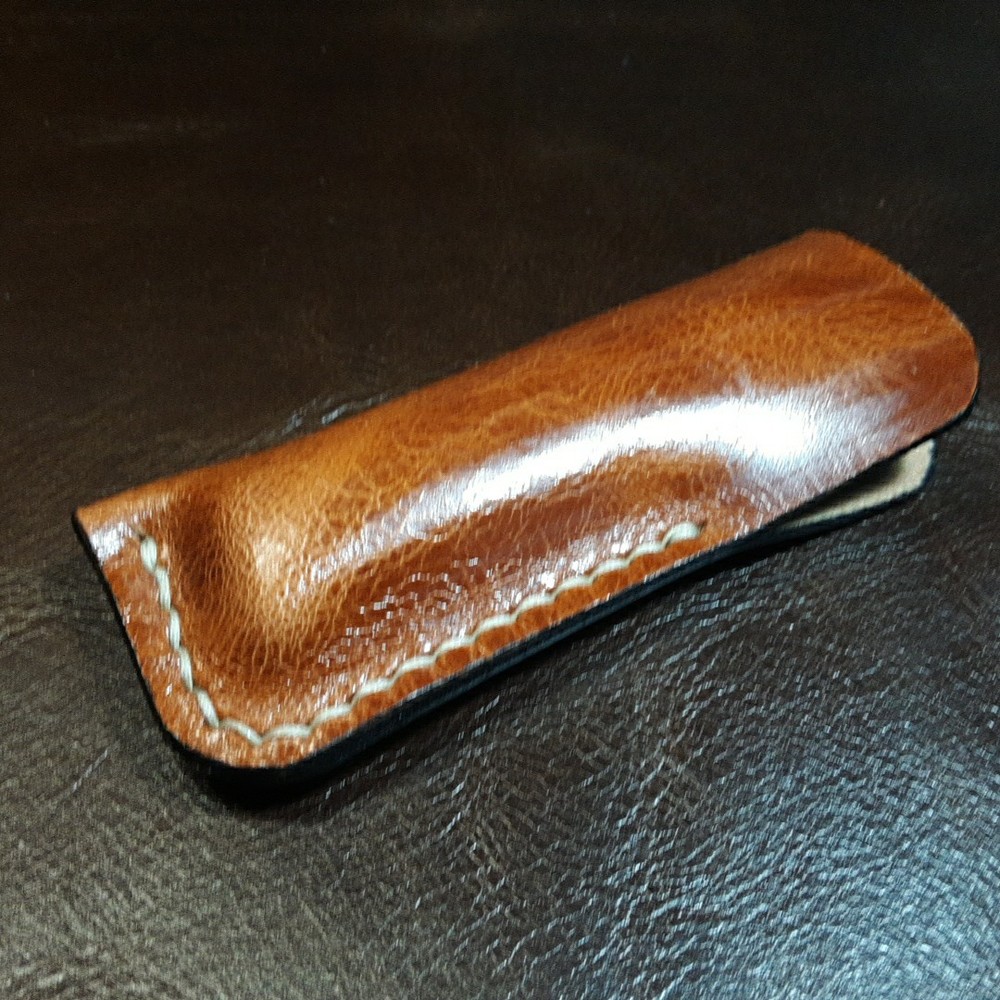 Sod Buster Junior,Leather Folding Knife Slip Sheath,Pull-up Leather Sheath Only