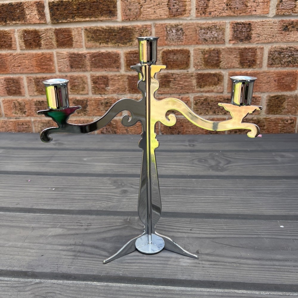 Luxury Chromium Three Arm Candle Holder