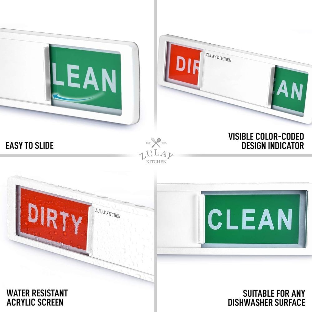 Zulay Kitchen Clean Dirty Dishwasher Magnet Sign