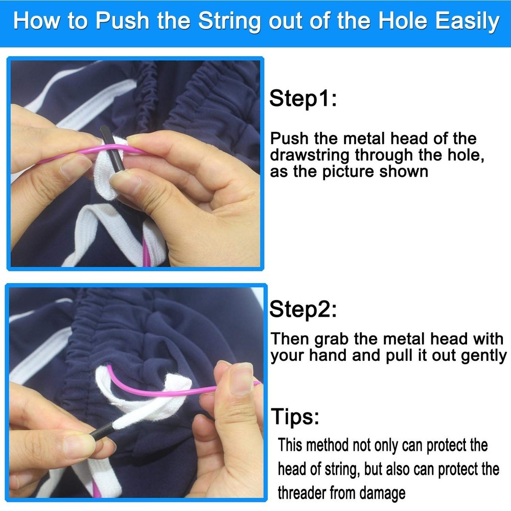 12 Pieces Replacement Drawstring Cords Flat Drawstrings with Easy Threaders f...