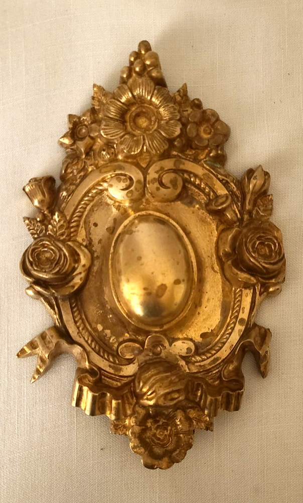 Antique Floral Brass Dore Architecture Element Ormolu Mount