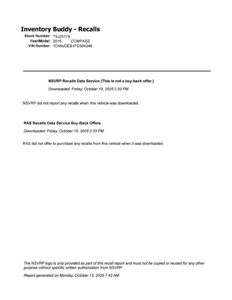 COMPASS 2015 Transmission Shift 968364