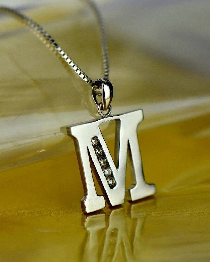 925 Sterling Silver Initial Letter CZ Pendant