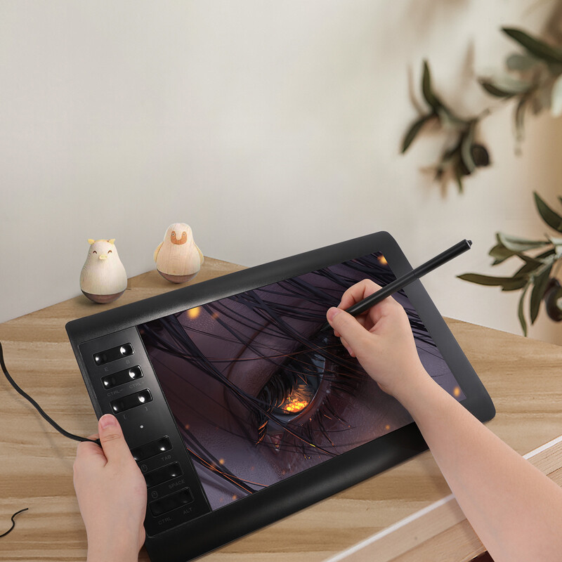 Graphics Drawing Tablet 10x6 inch Active Area 12 Hot Keys+Pen For PC/Mac/Android