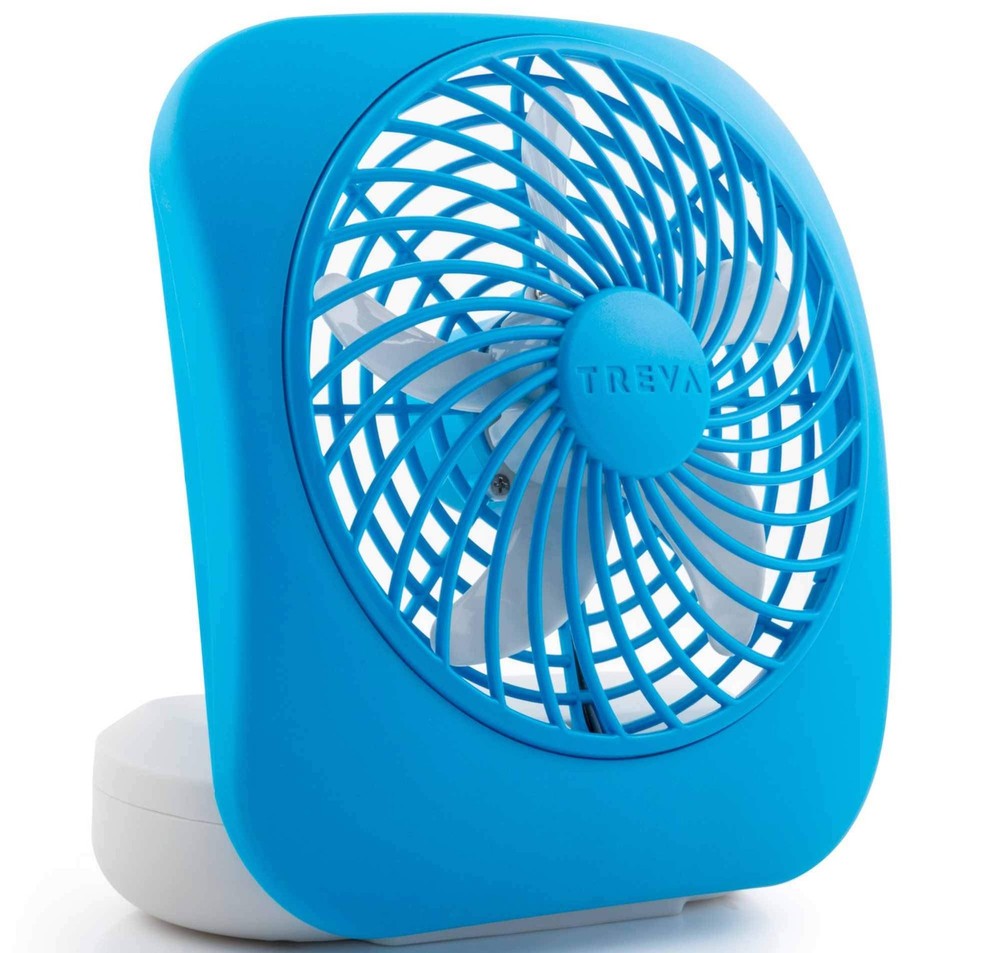 Light Blue 5 Inch Portable Battery Powered Fan Compact Design Two Speed Opera...