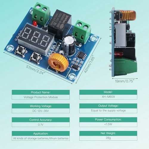 12V-36V DC Voltage Protection Module, Digital Low Voltage Protector with 2PCS