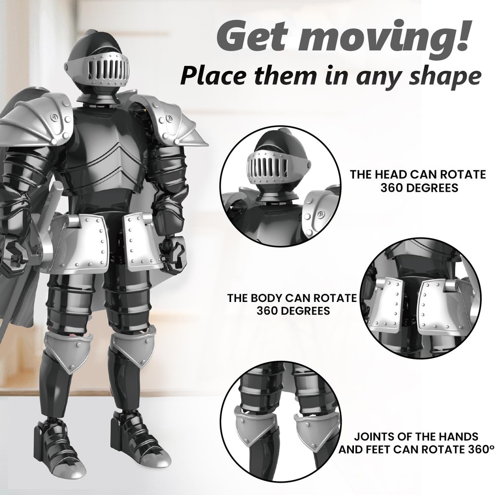 ChainnForces Knight Action Figures, Medieval Compact, Black