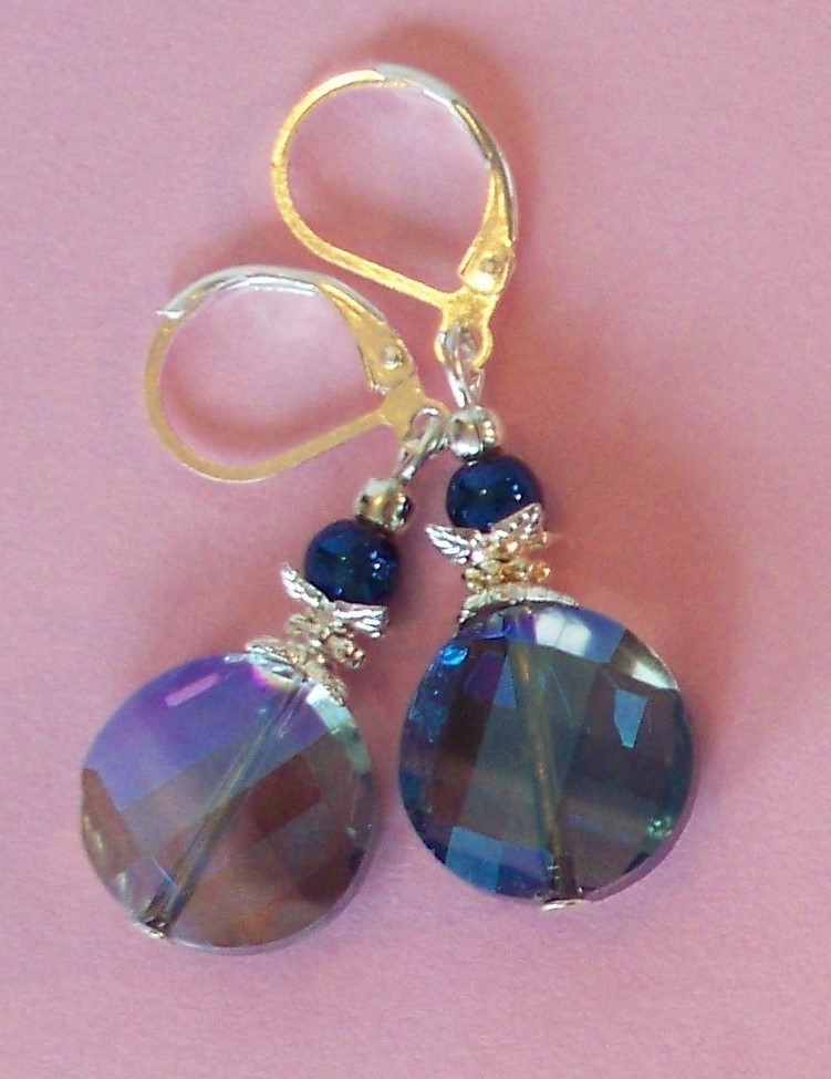 colorized CHUNKY CRYSTAL drops Lever back handcrafted SP YOU CHOOSE