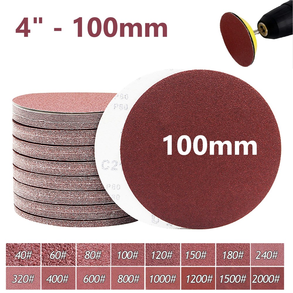 100mm Sanding Discs Pads Sandpaper 4 inch Orbital Hook and Loop Grit 40-2000