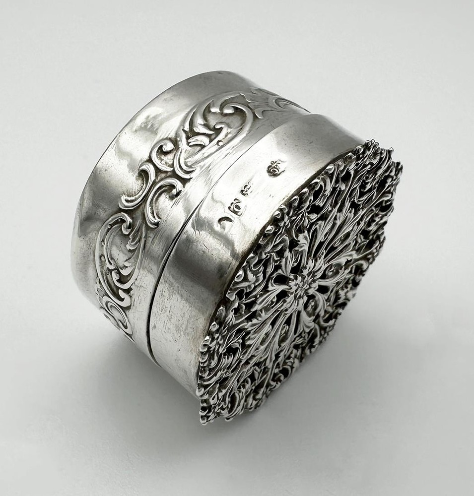 EDWARDIAN OPENWORK POMANDER BOX STERLING SILVER BIRMINGHAM 1909 W COMYNS
