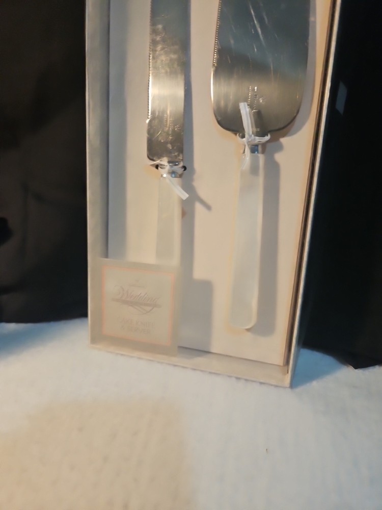 Wedding & Reception Bundle Hallmark Cake Knife And Server And Glass Happiness...