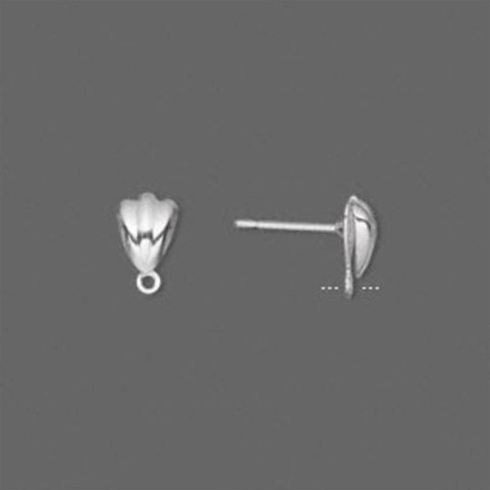 10 Silver 8mm Shell & Loop Ear Studs Earring Findings